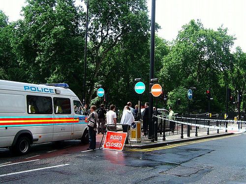 Police have completely sealed off Russell Square, site of one of the bombs