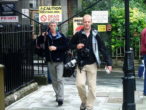Groups of press photographers were prowling around Russell Square, trying to find a vantage point for a shot